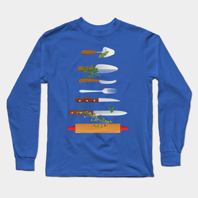 Cooking Ustensils Long Sleeve T-Shirt by SWON Design